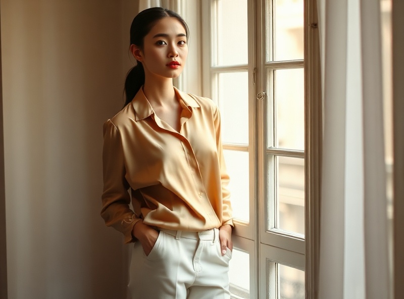 Blusa seda champagne